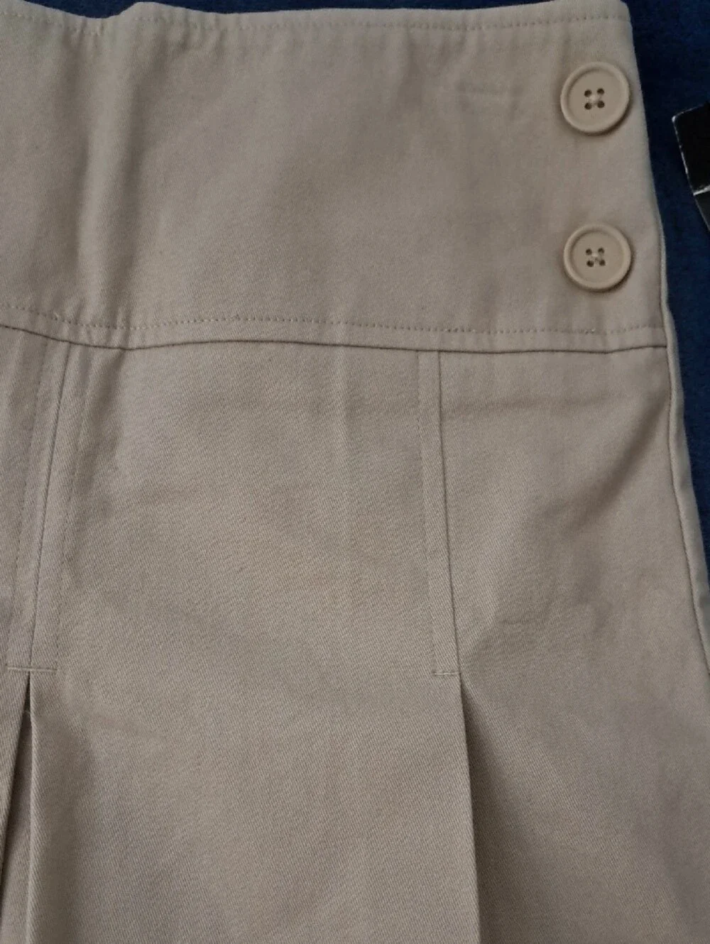 George Khaki Button-Accent Pleated Mini Skirt